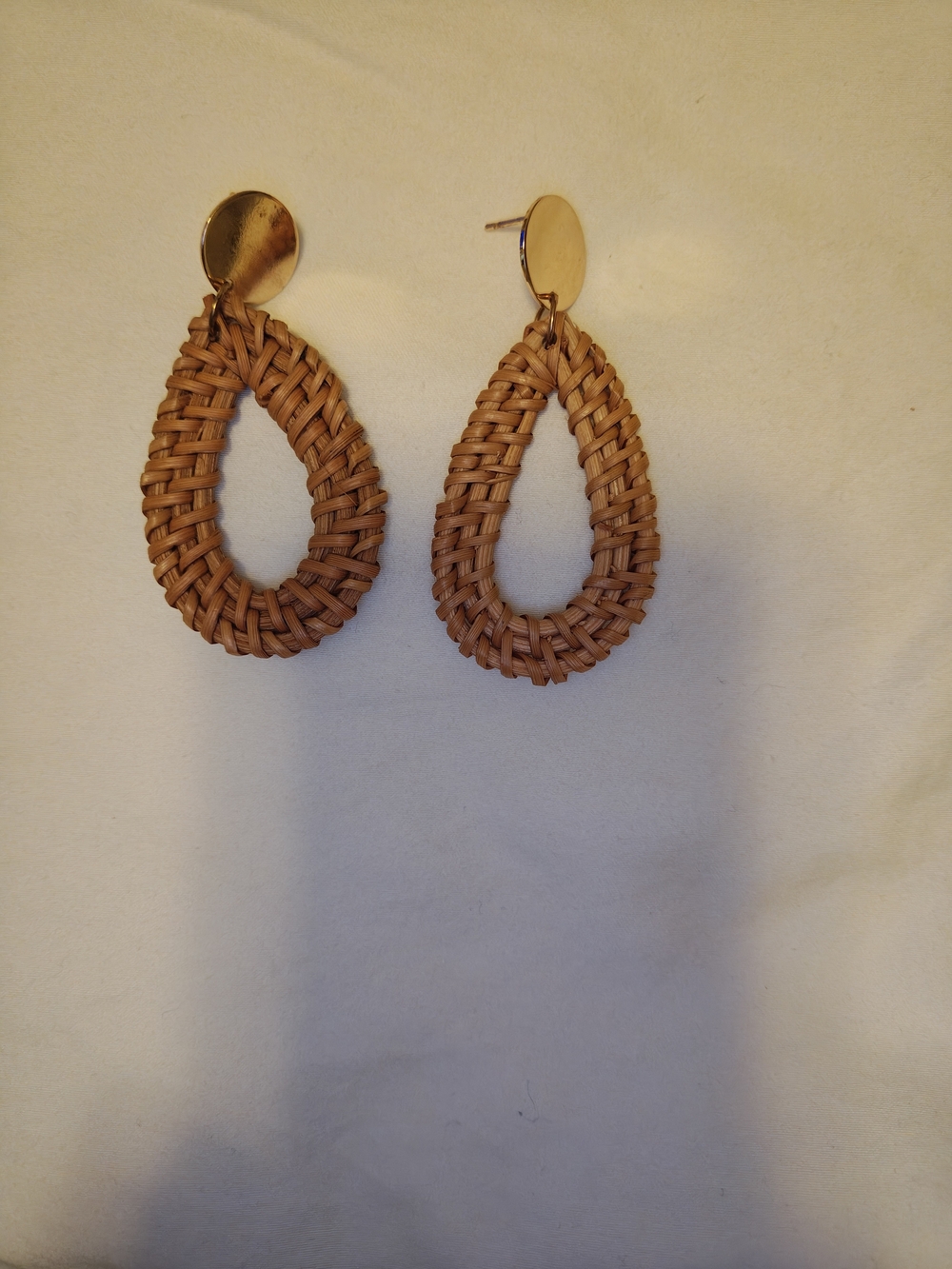Woven Teardrop Dangle Earrings - Tan